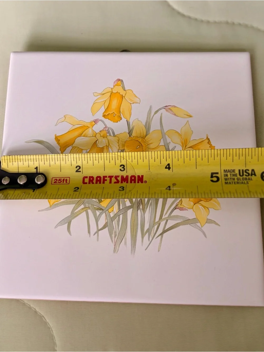 Retro Yellow Daffodil Field Floral Ceramic with Corked Back Kitchen Trivet